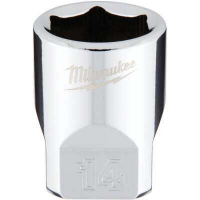 Milwaukee 1/4 In. Drive 14 mm 6-Point Shallow Metric Socket with FOUR FLAT Sides